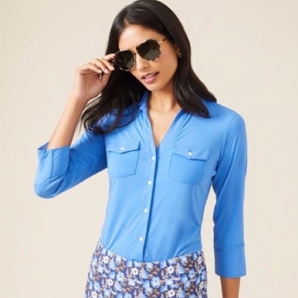 J McLaughlin | Brynn Lyford Jersey Shirt in Blue | Sz S - Picture 2 of 13